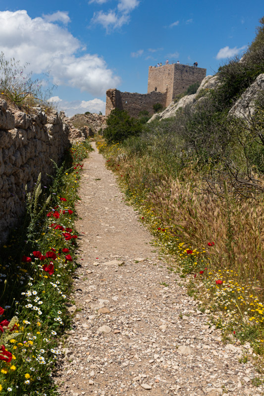 path leading to frankish tower acrocorinth peloponnese greece