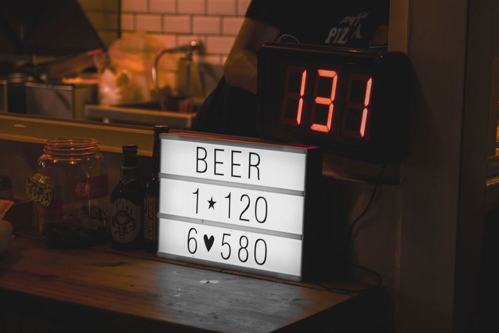sign that says beer 