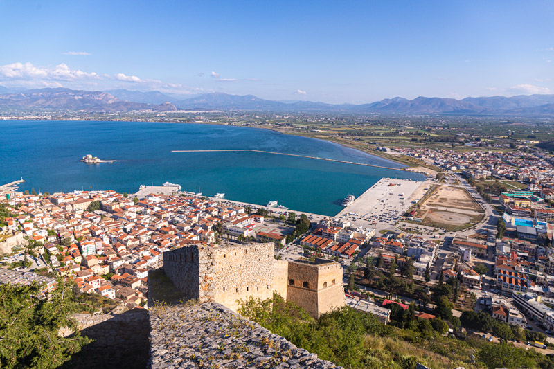 fortress walls and nafplio old town down below