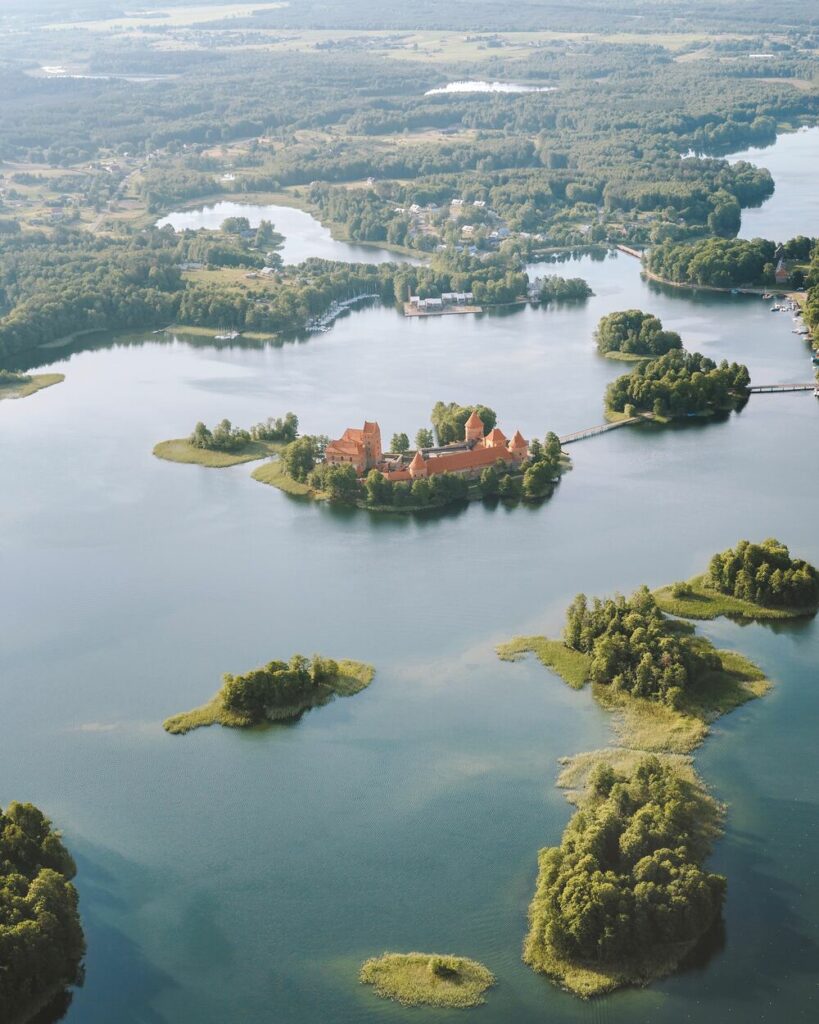 Trakai Island Castle on small island in middle of lake