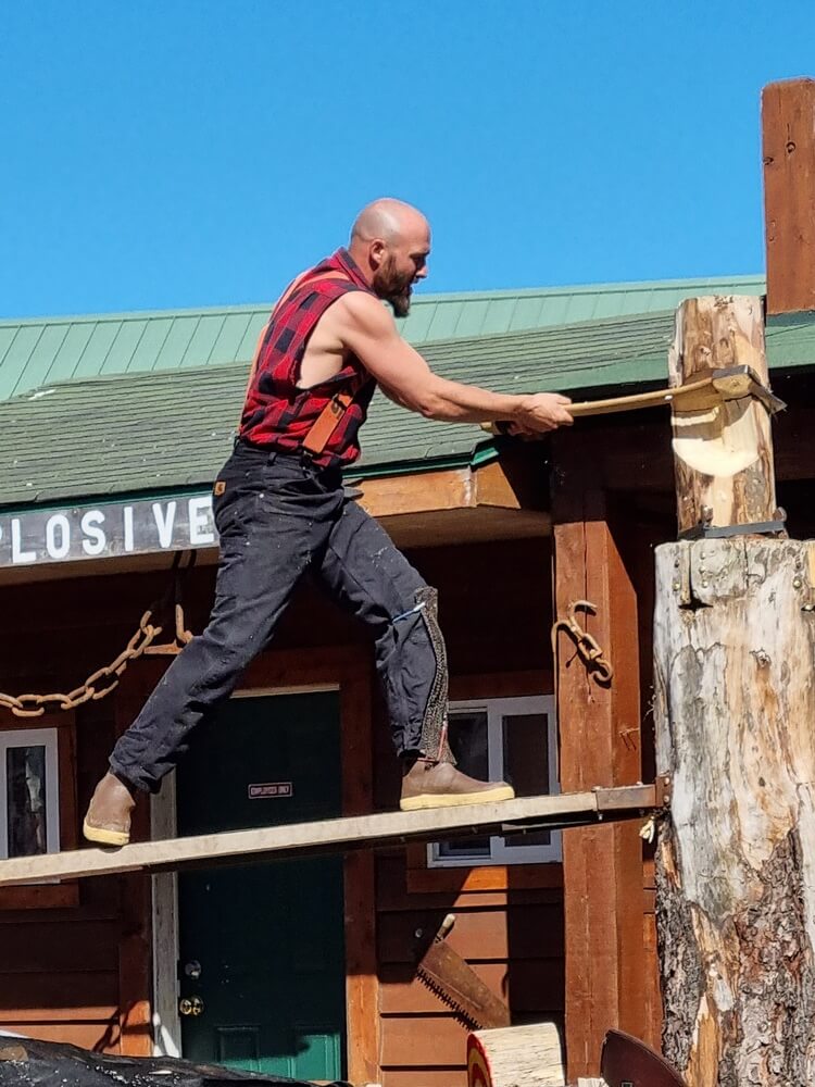 lumberjack chopping wood alaska