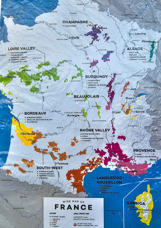 map showing wine regions of france