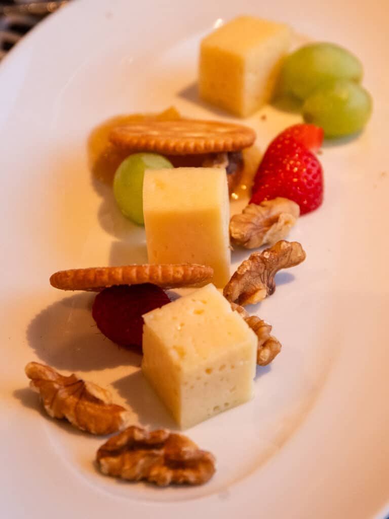 plate of cheese and fruit
