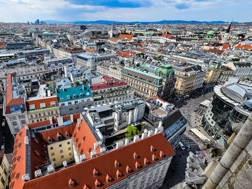 Overlooking the downtown city area of Vienna, Austria