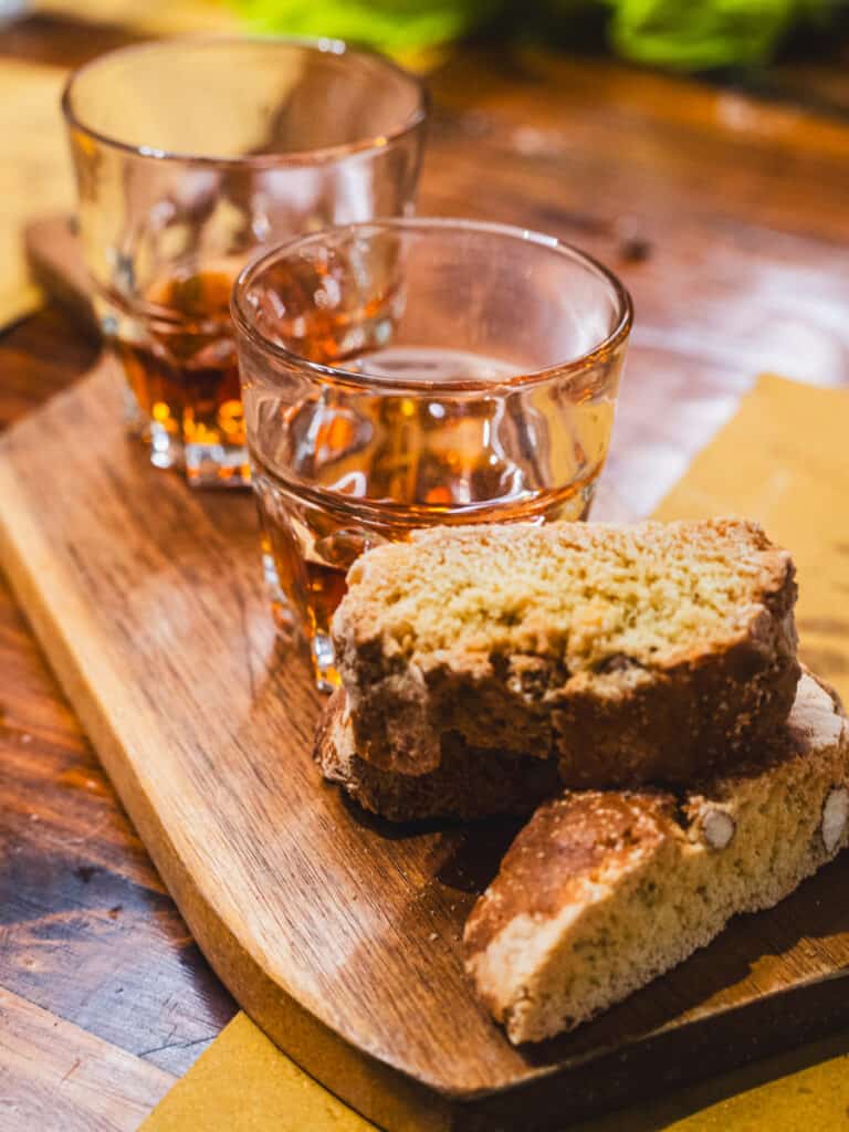 tray of vin santo and biscotti