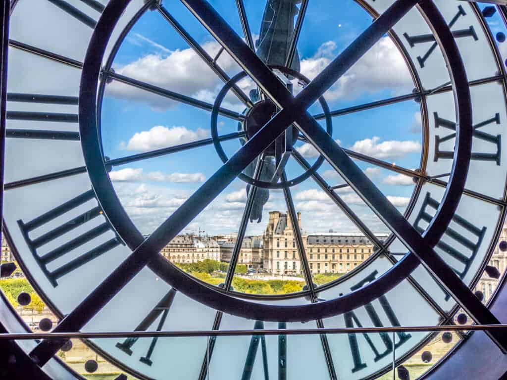 Aerial view of Paris from the clock of the Orsay Museum in Paris