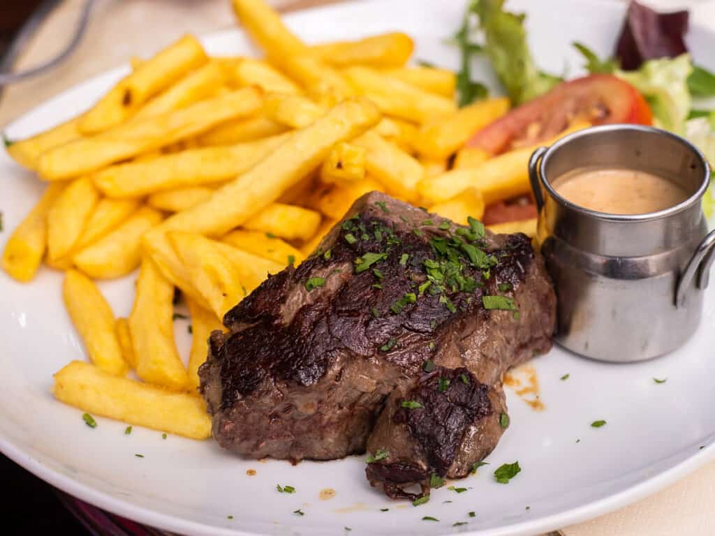 Steak and frits in Paris
