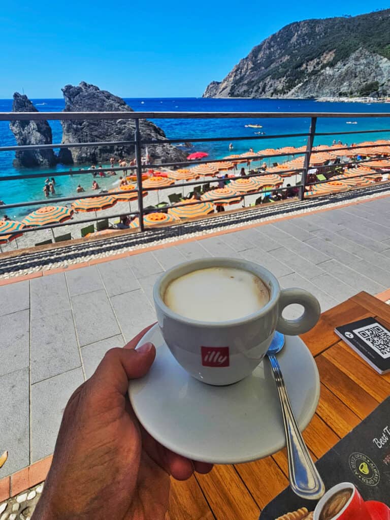coffee and a beach view
