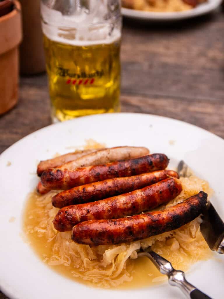 Sausages and a glass of beer