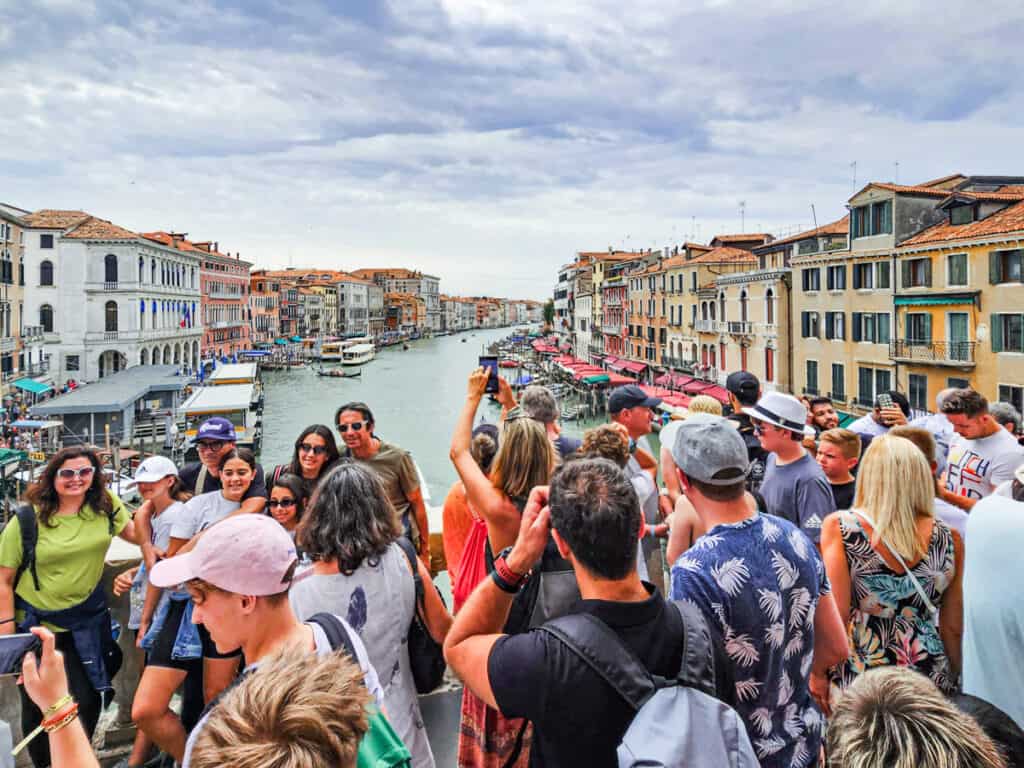 crowds at the Rialto Bridge Venice