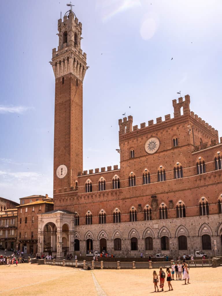 view of The Palazzo Pubblico  and tower on campos