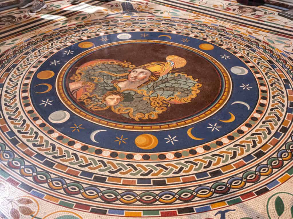 mosaic floor design of woman