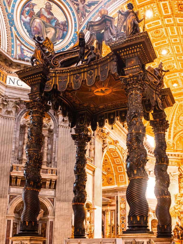 bronzed canopy of altar in st peter's basilica
