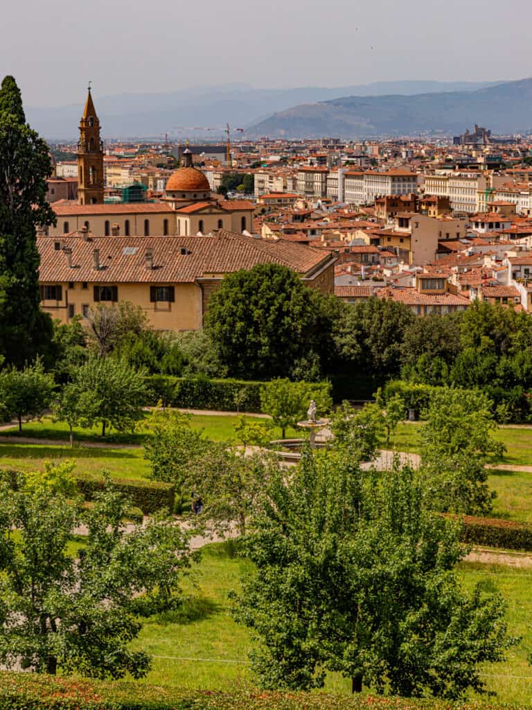 view over florence and lush gardens