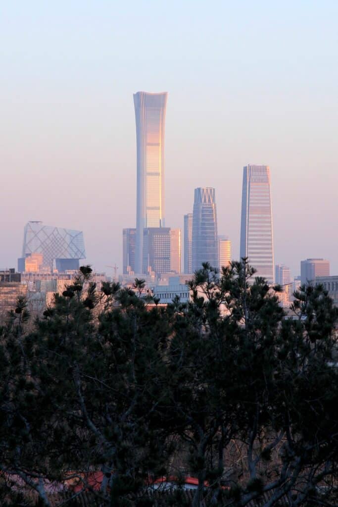 Jingshan Park with views of beijin skyline