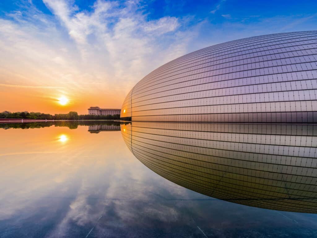 futuristic half sphere design of opera house