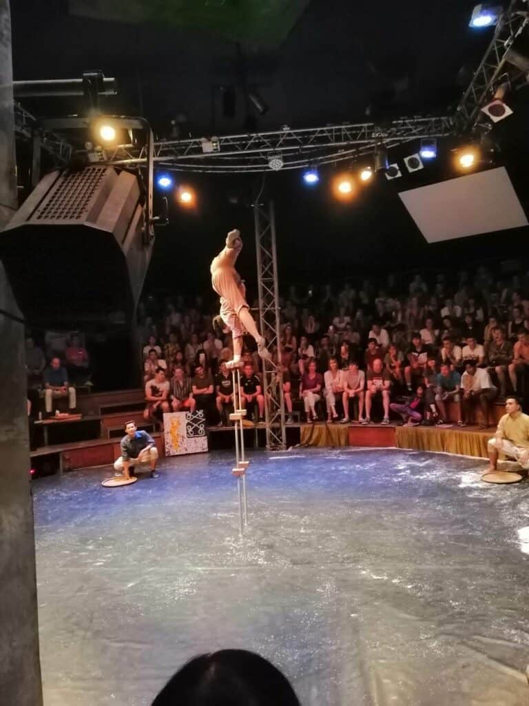 acroabt upside down at Phare Circus Cambodia