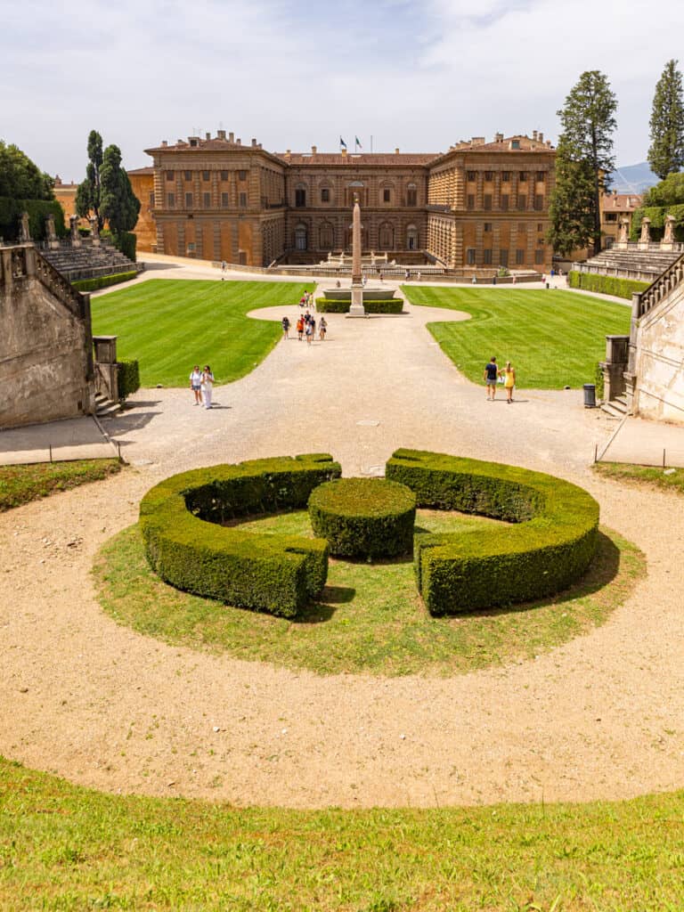 manicured gardens at the back of pitti palace