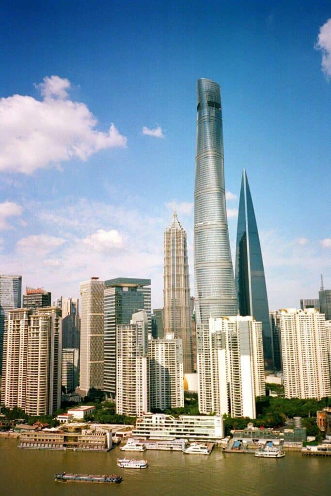 shanghai tower rising above other skyscrapers