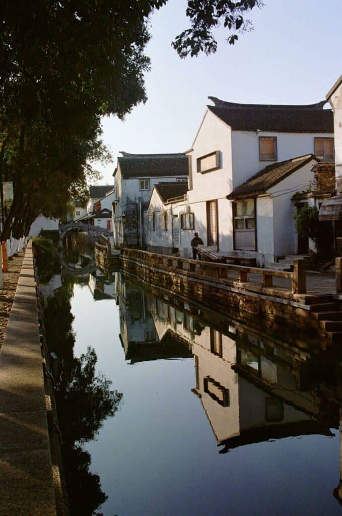 small chinese town on river