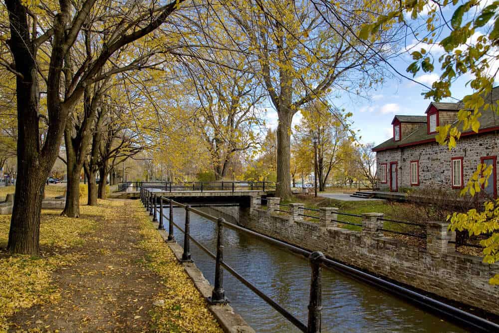 The Lachine Canal with fall foliage