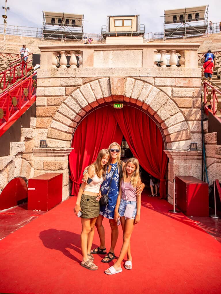 caz and girls on the red carpet inside verona arena