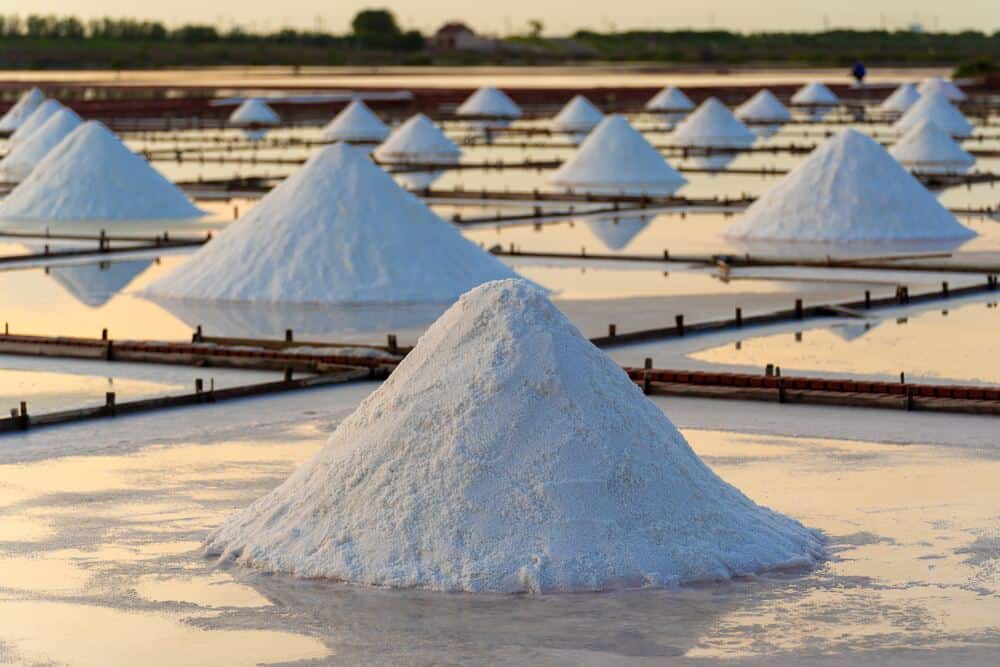 piles of salt in Qigu Salt Field Tainan