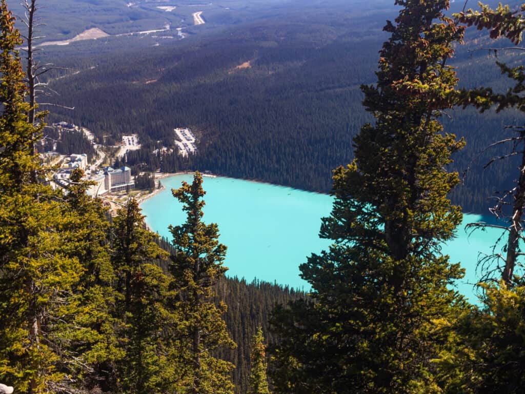 view of lake louise from above