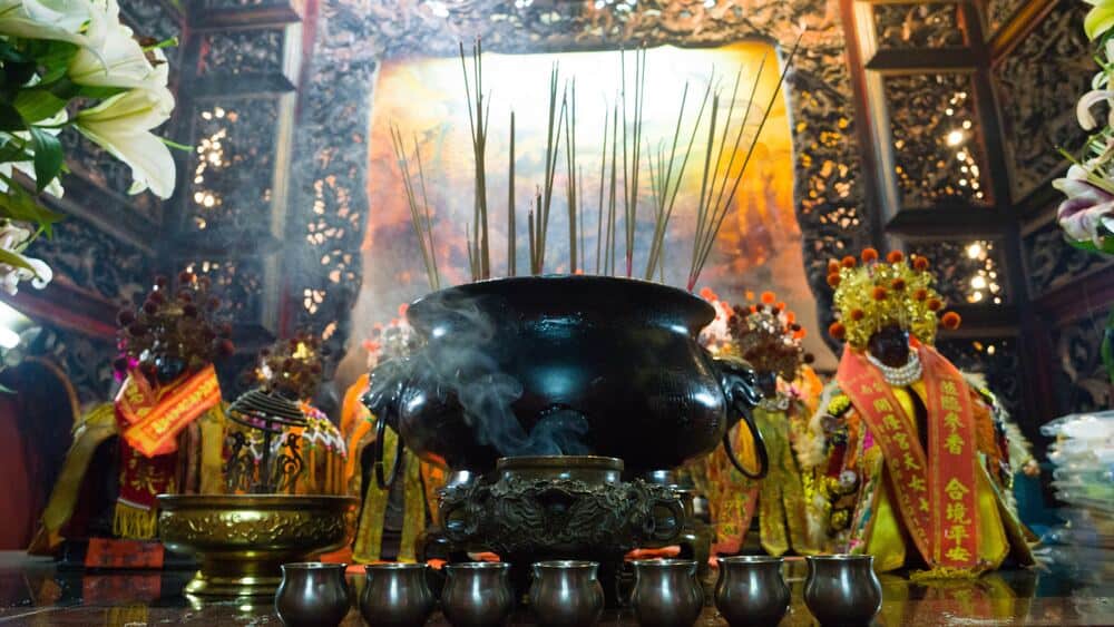 incense in a pot temple in tainan