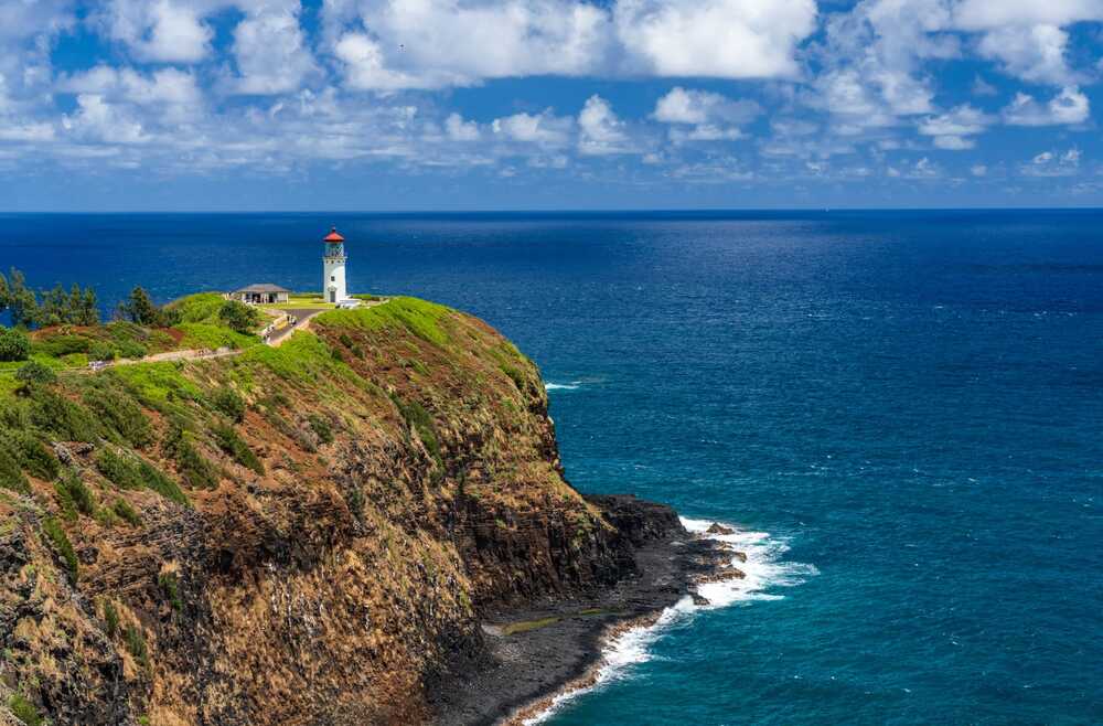 lighthouse on clifftop point Kilauea Point National Wildlife Refuge
