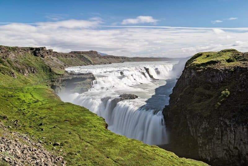 Icelandic summer landscape of the Gullfoss waterfall in Iceland