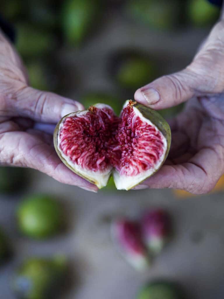 person holding apart Fresh figs