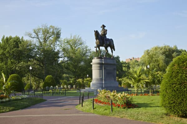statue of man on horse in Boston Common