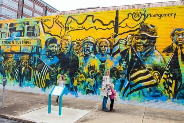 US Civil Rights Trail mural at Montgomery Alabama